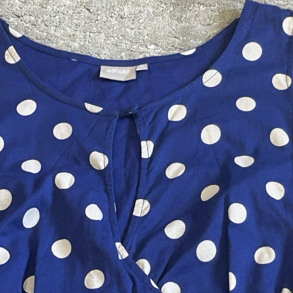 Eshakti Dress Womens 2X Blue White Polka Dot Short Sleeve Fit N Flare Pockets - Picture 5 of 7